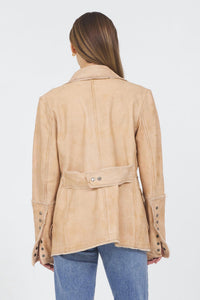 jakett Meryl Vintage Leather Jacket in capuccino - women's jacket - detail view