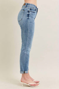 Judy Blue Midrise Boyfriend Jeans in bleach wash - women's jeans - alternate view