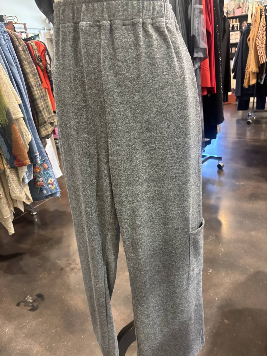 Shana Apparel Two-Piece Top and pull on pant in 44 dark grey - women's sleepwear - alternate view