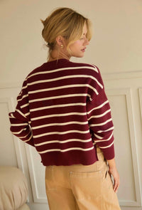 Skies Are Blue - Striped Cropped Sweater