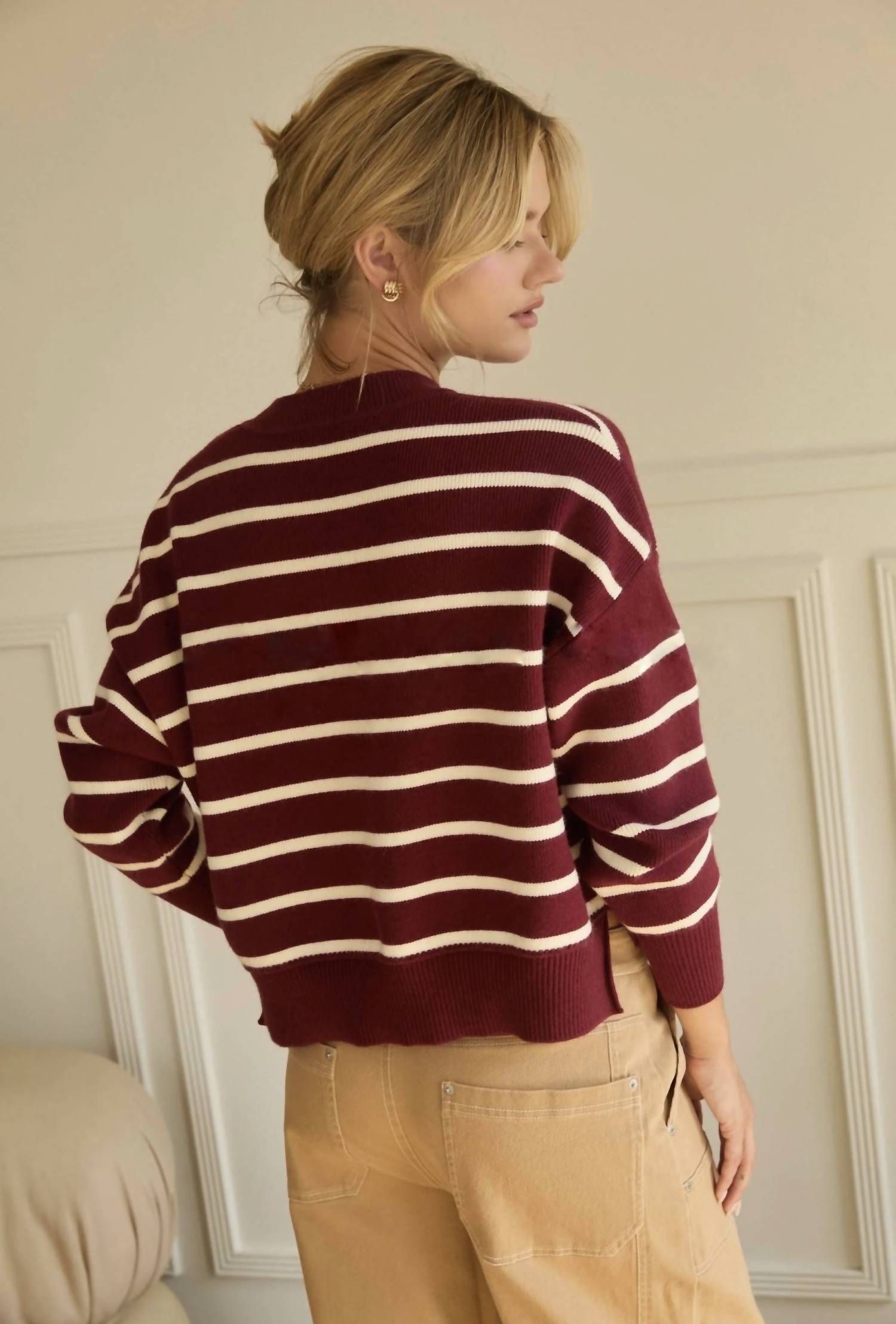 Skies Are Blue - Striped Cropped Sweater