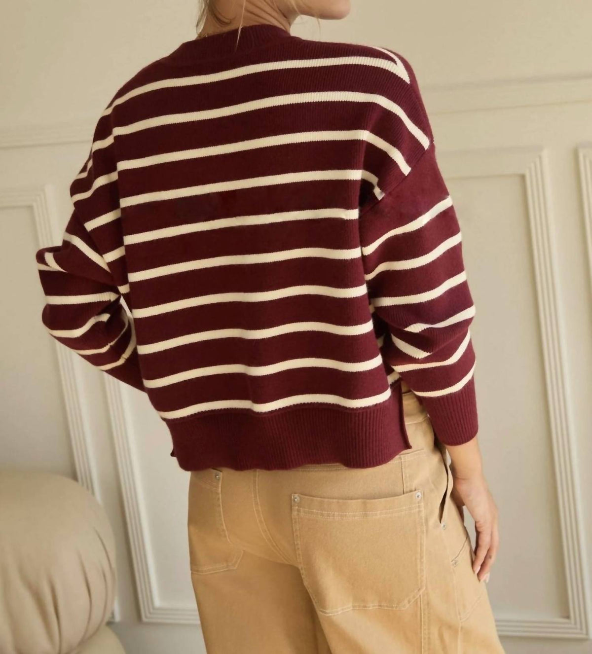 Skies Are Blue - Women's Striped Cropped Sweater