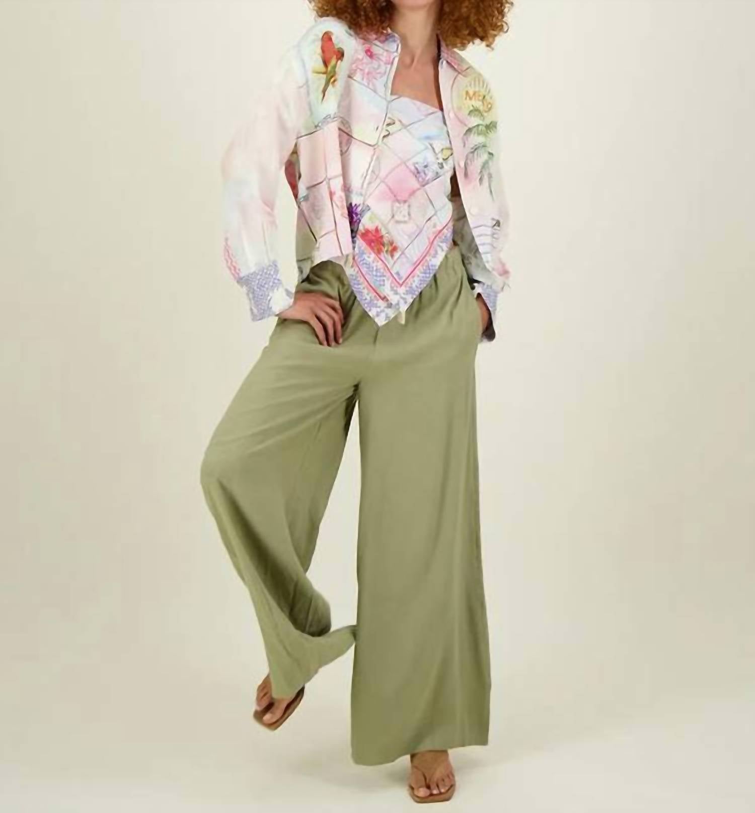 Me369 Ariel Wide Leg Pants in olive - women's pants