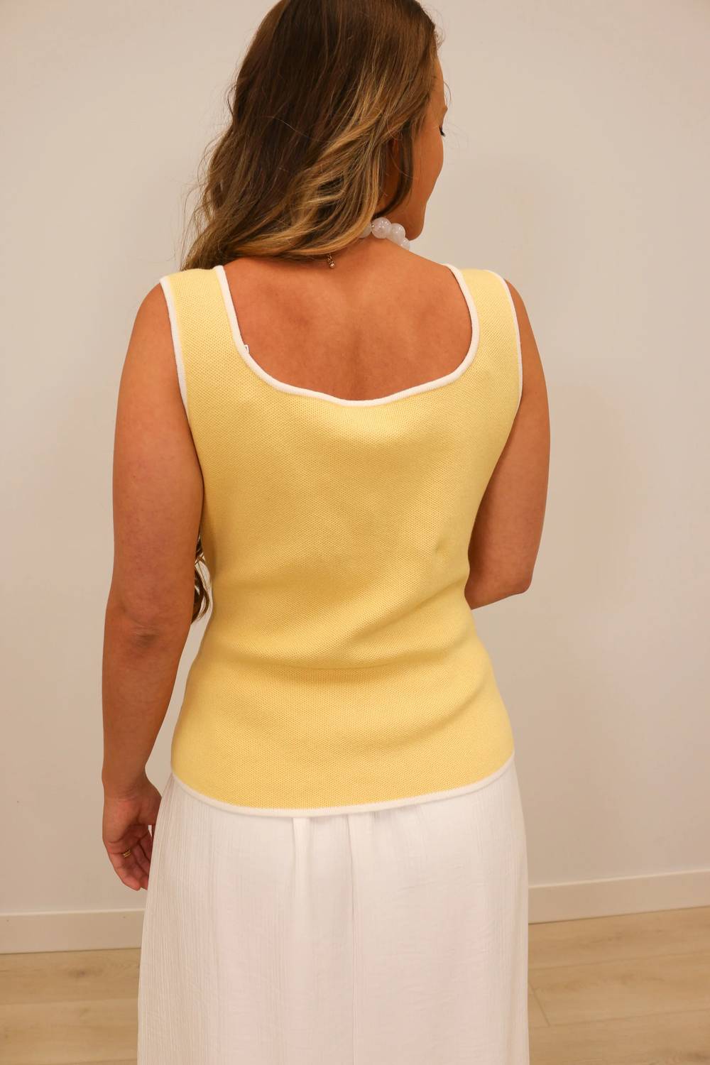 Skies Are Blue - Valentina Contrast Trim Knit Tank Top