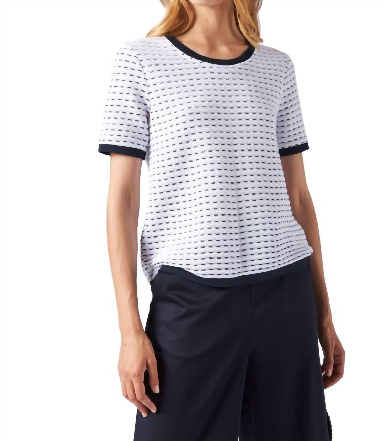ROUND NECK SHORT SLEEVE KNIT TOP