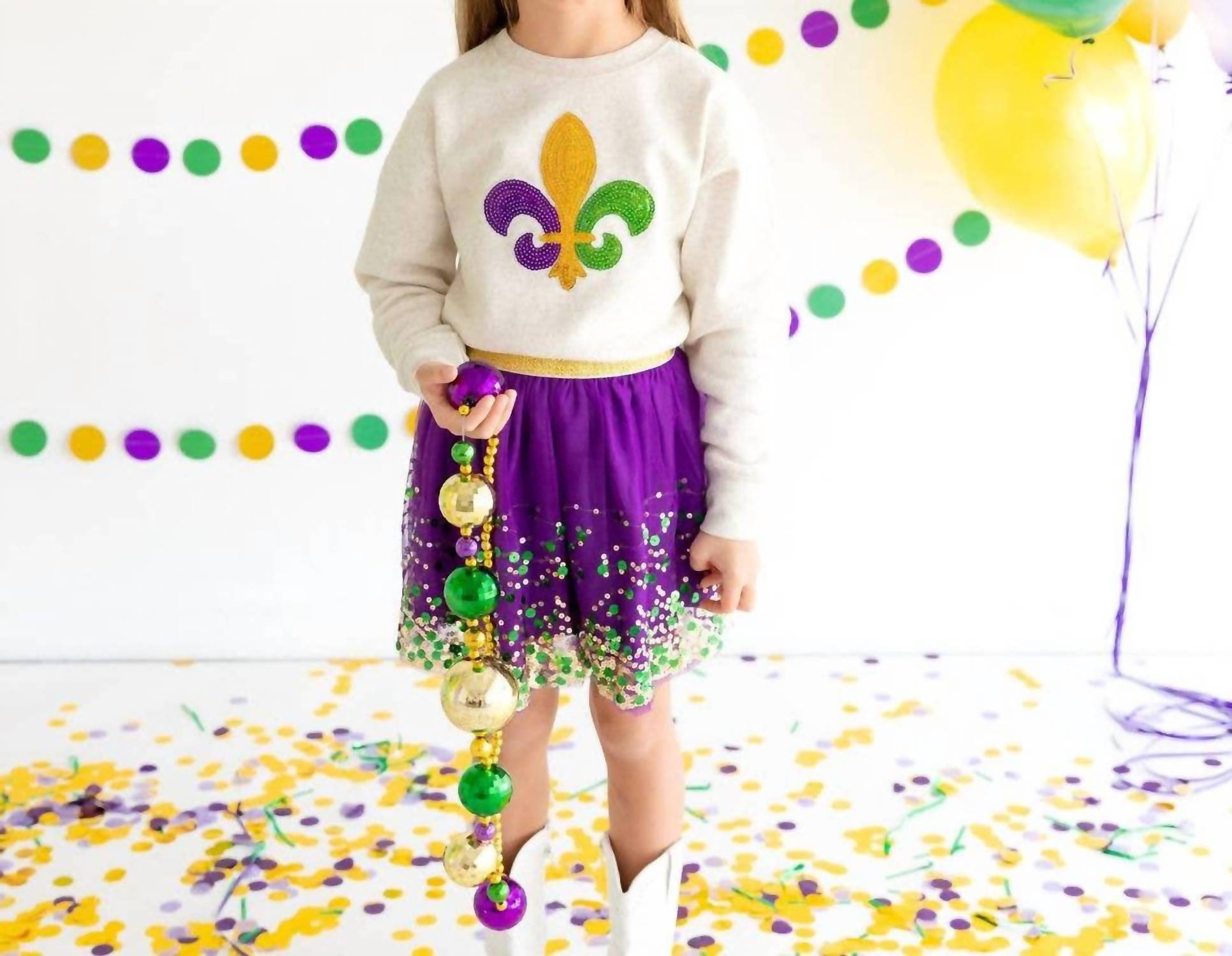 Sweet Wink - Mardi Gras Fleur De Lis Patch Sweatshirt
