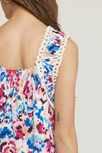 entro Smocked & Eyelet Top in beige multi - women's tank top - view 5
