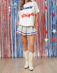 Peach Love - "Stars & Stripes" Thread Top