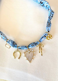 Knotty Bling - Women's Mother Of Pearl 5 Charm Bandana Necklace