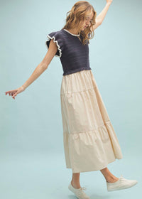 WISHLIST Milana Midi Dress in navy taupe - women's dress - alternate view