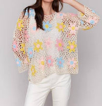 Charlie B - Women's Flower Fishnet Top