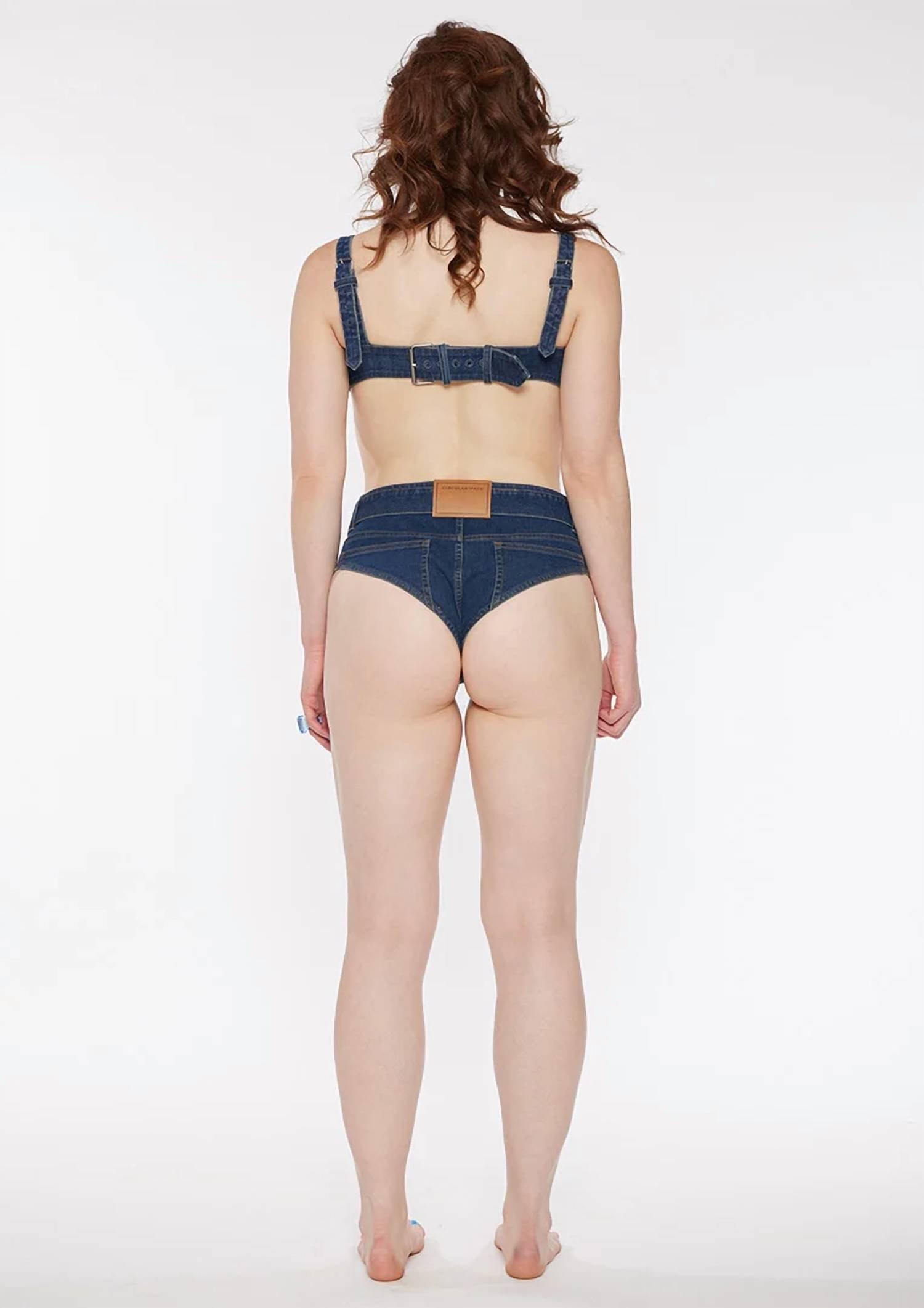 Circular Path - Pocket Denim Bikini Top
