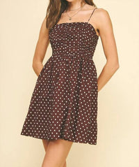 PINCH Polka Dot Mini Dress in brown 1 - women's dress - detail view