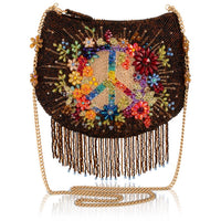 Mary Frances - Women's Peace And Light Beaded Peace Sign Crossbody Bag