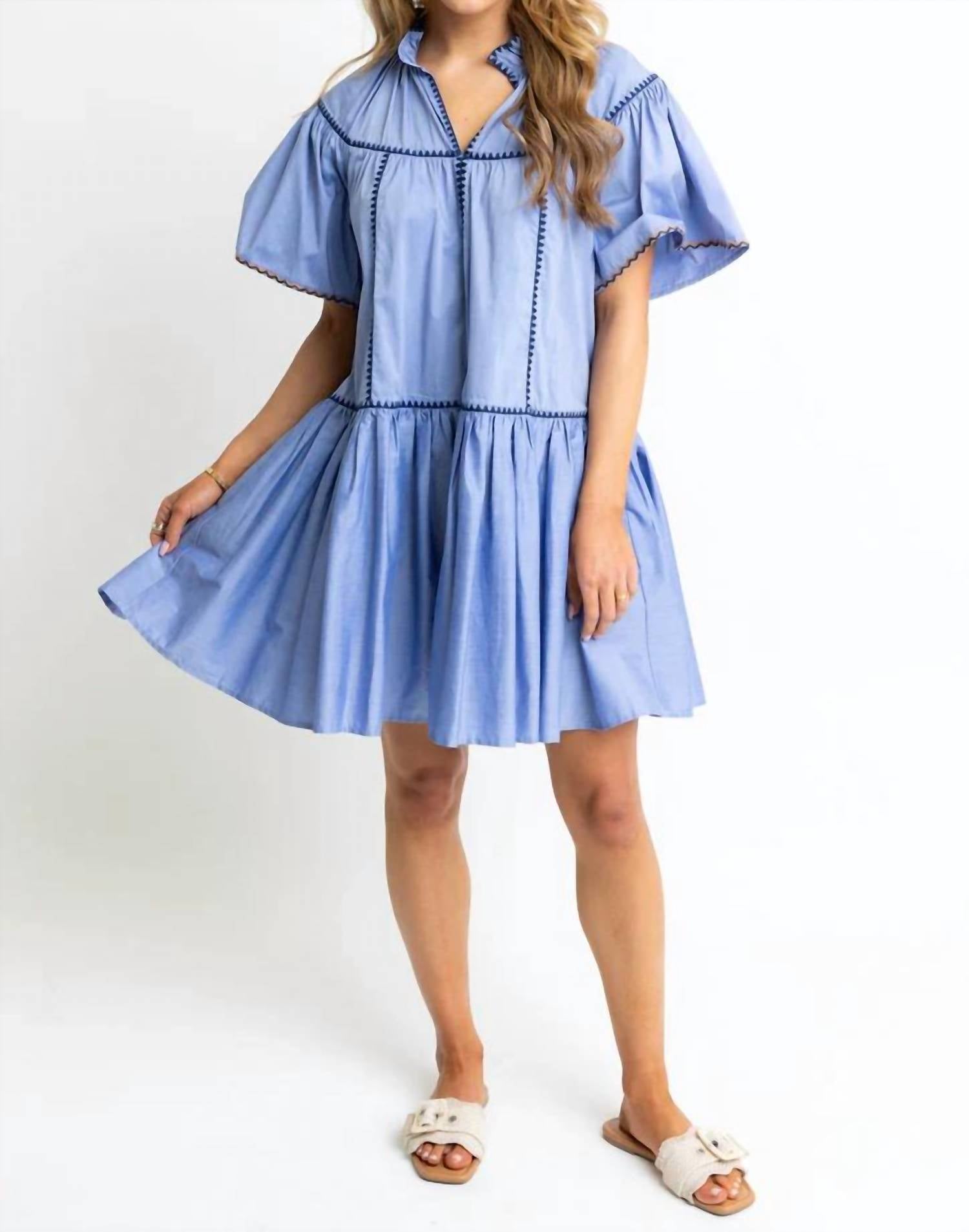 Karlie - Women's Vneck Contrast Tier Dress