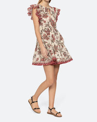 SEA Cassandra Print Tunic Dress in brown multi - women's dress - alternate view
