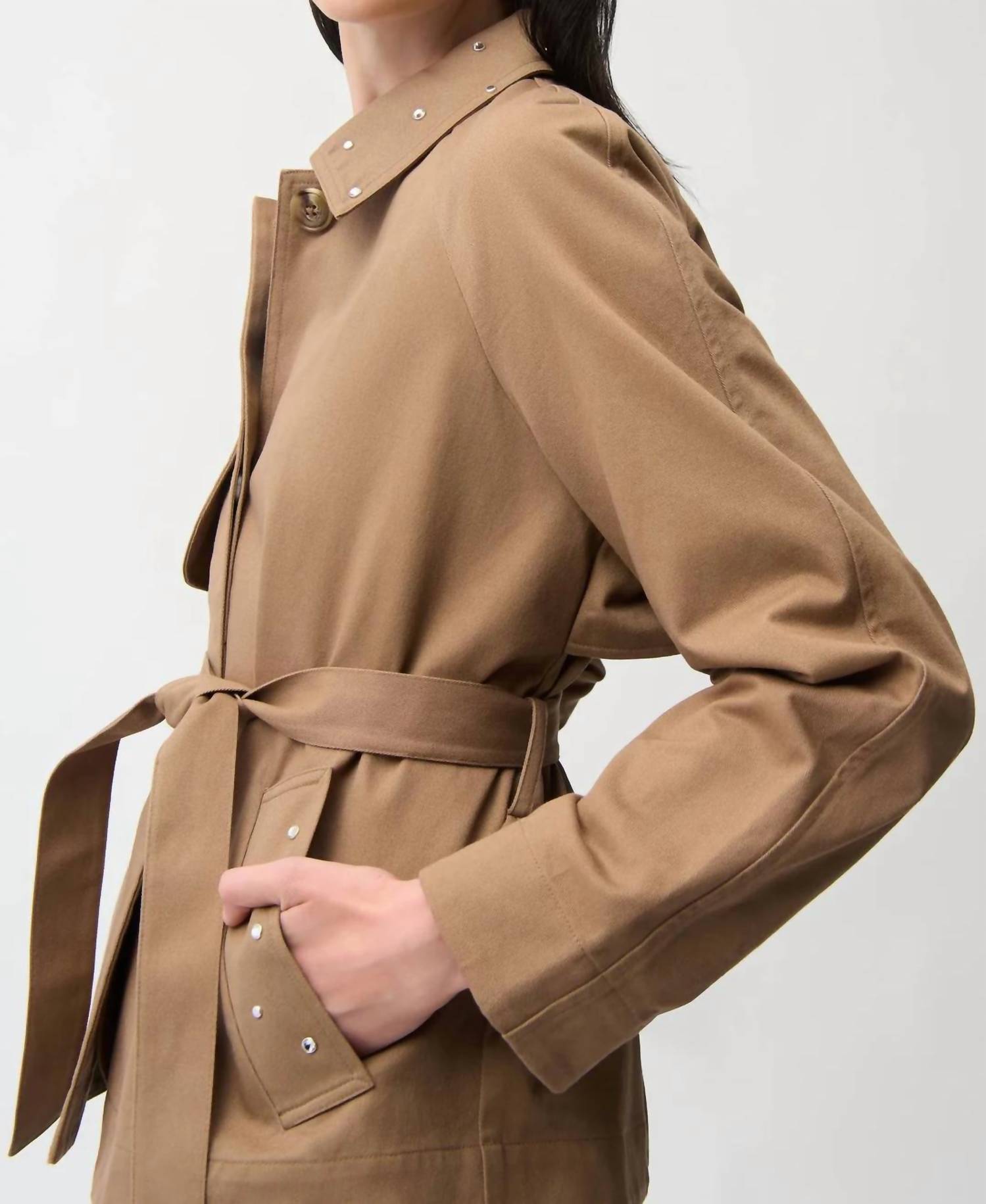 Joseph Ribkoff - Short Trench Coat With Belt & Rhinestones