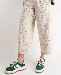 Easel - Avery Floral Twill Barrel Pants