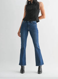 JUST USA Maya Mid Rise Bootcut Jeans in dark denim - women's jeans - view 4