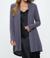 Renee C - Brushed Knit Draped Cardigan With Cashmere Feel