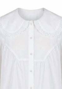 P.CILL Women's Sweet Lace Collar Cotton Blouse in white - women's blouse - detail view