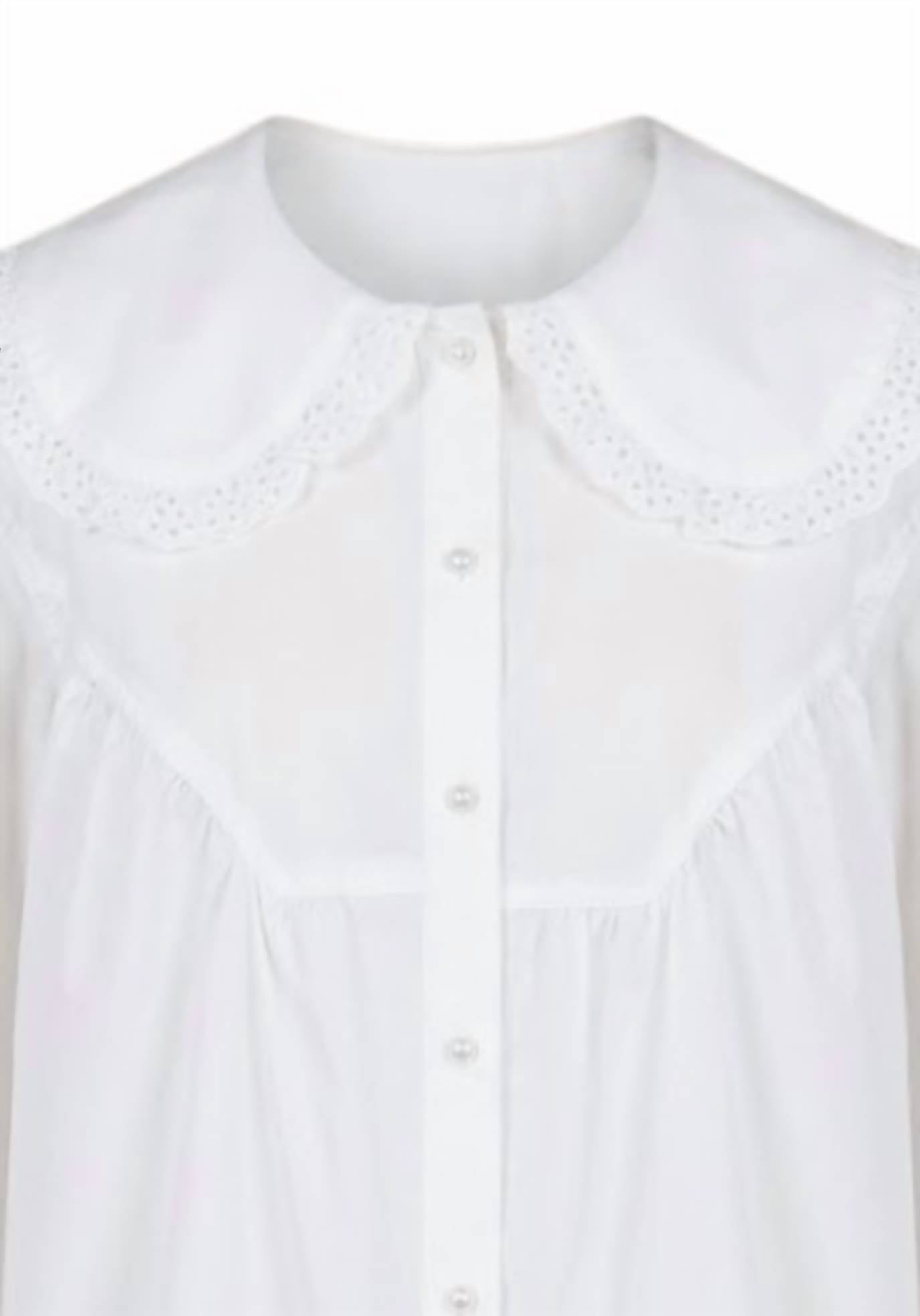 P.CILL Women's Sweet Lace Collar Cotton Blouse in white - women's blouse - detail view