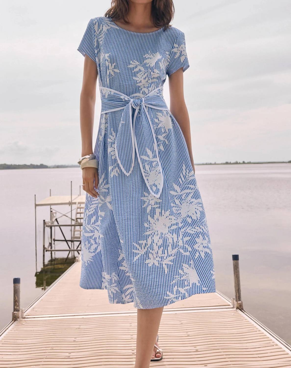 Joseph Ribkoff - Floral Stripe Fit And Flare Dress
