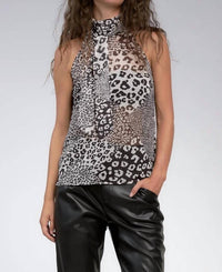 Elan - Sleeveless Halter Tie Front Tank Top