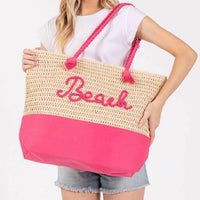 3Am By H&D Accessories - Women's Crochet & Color-sewn Rope Beach Tote Bag