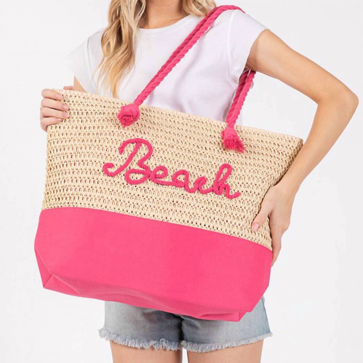 3Am By H&D Accessories - Women's Crochet & Color-sewn Rope Beach Tote Bag