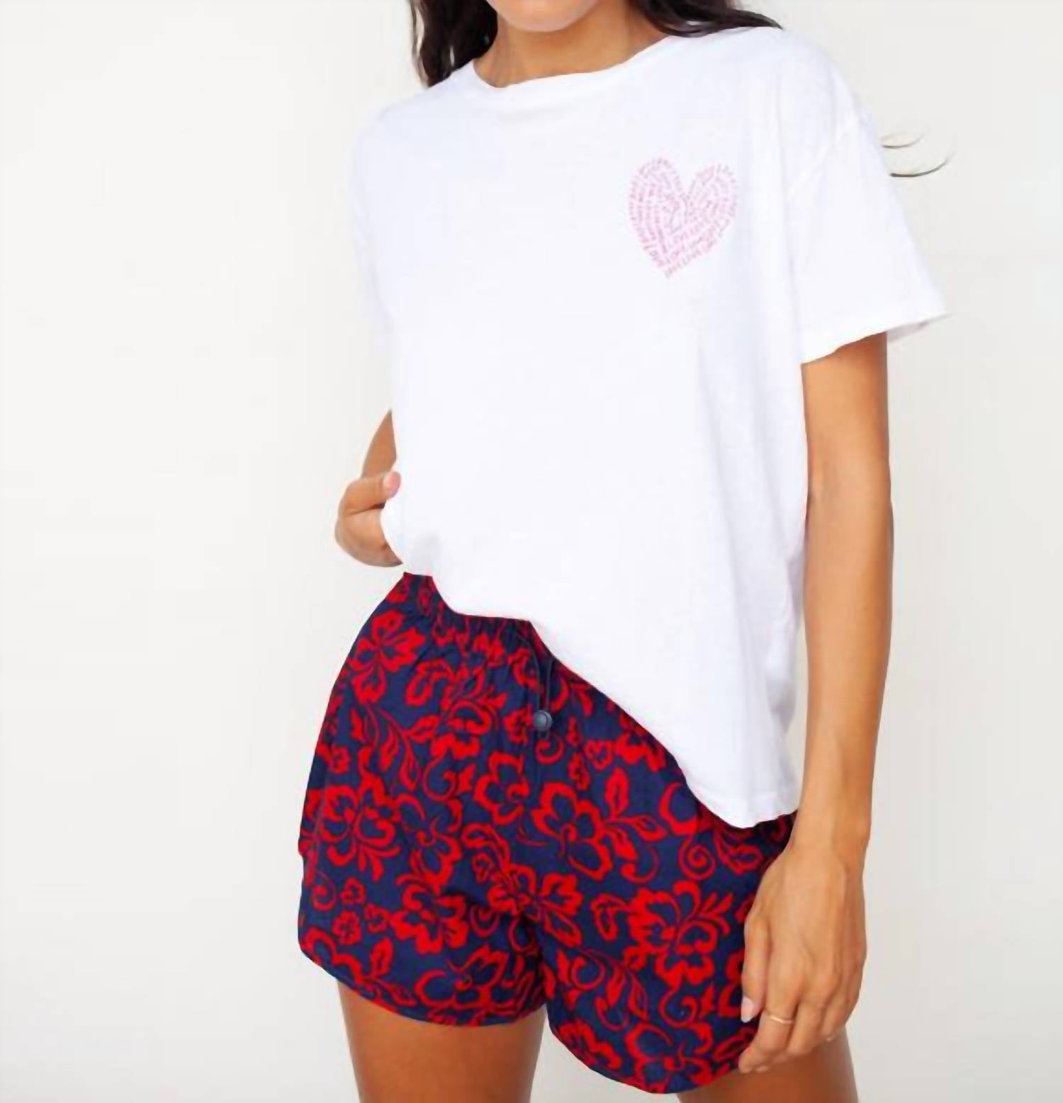 Sundry ALOHA FLORAL SHORTS in navy scarlet - women's shorts - detail view