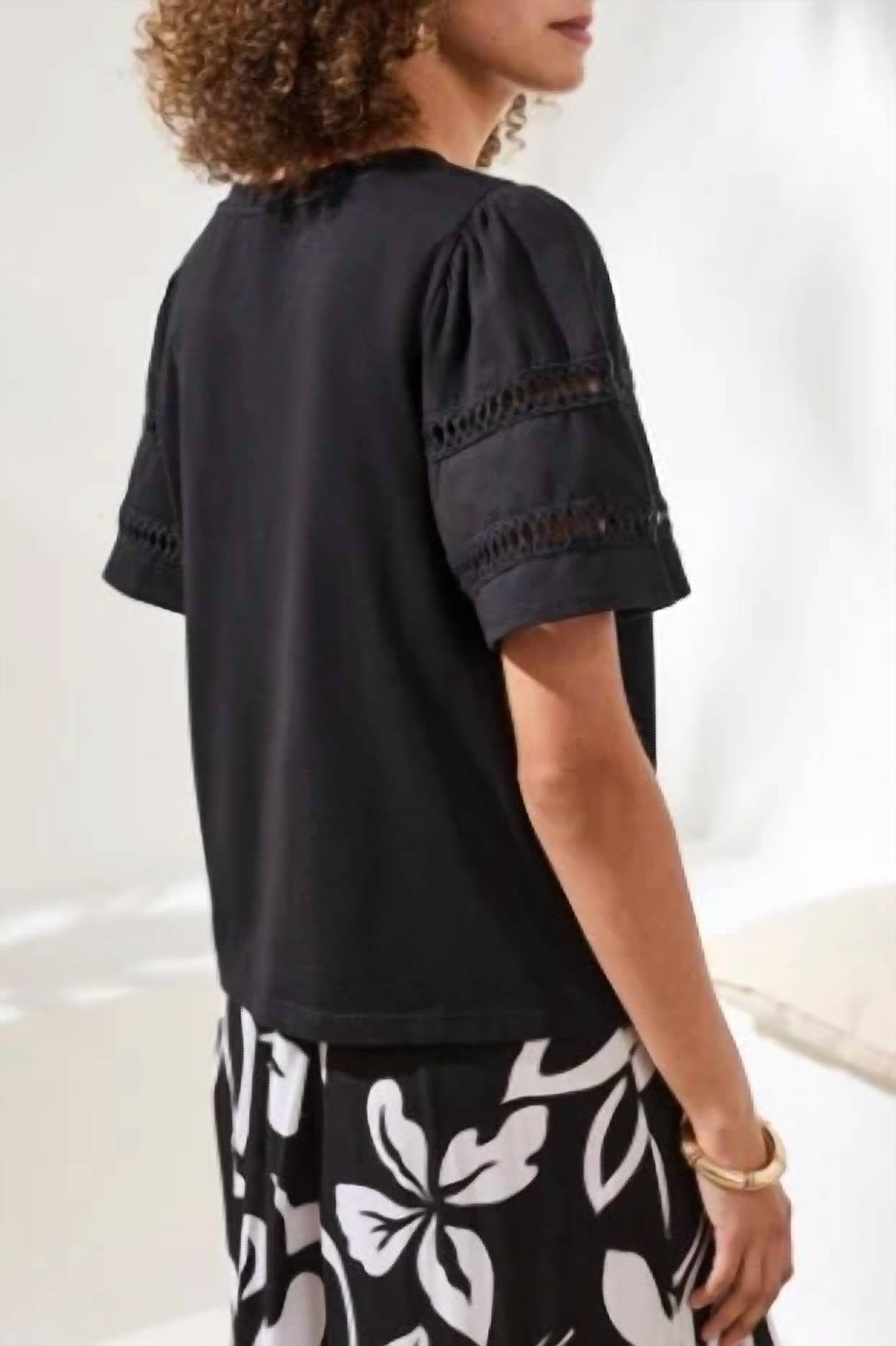 Tribal - Flutter Sleeve Crew Neck Top