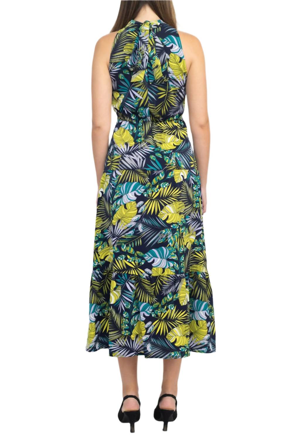 Sam Edelman - Halter Tie Neck Print Satin Dress
