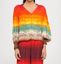 Alice + Olivia - Serena Mandarin Collar Button Front Top