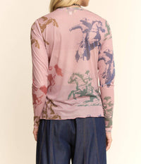 Davi & Dani - Running Horse Camo Printed Mesh Top