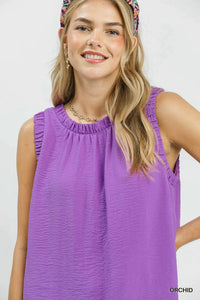 Umgee - Solid Round Neck Sleeveless Top