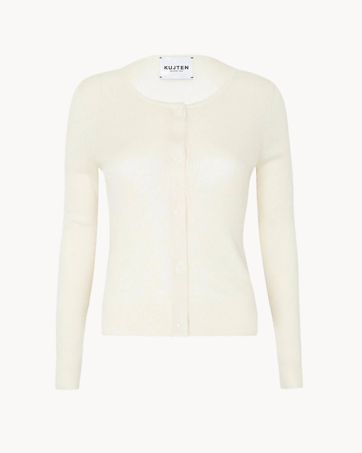 Kujten Women's Thiziri Cardigan in washed white - women's cardigan - detail view
