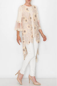 Origami Crochet Sunflower Vest in beige - women's jacket - detail view