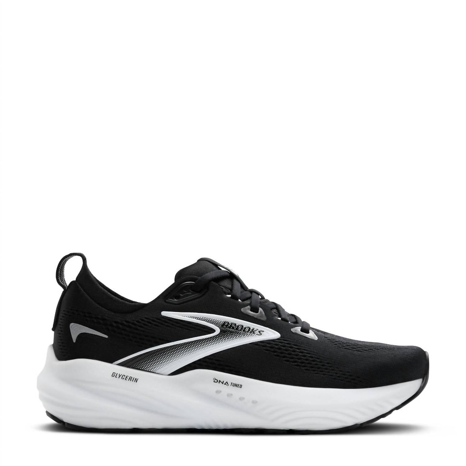 BROOKS Men's Glycerin Gts 22 Running Shoes in black grey white 7 - men's shoe - detail view