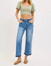 RISEN Full Size Slouchy Cropped Boyfriend Jeans in medium wash - women's jeans - view 6