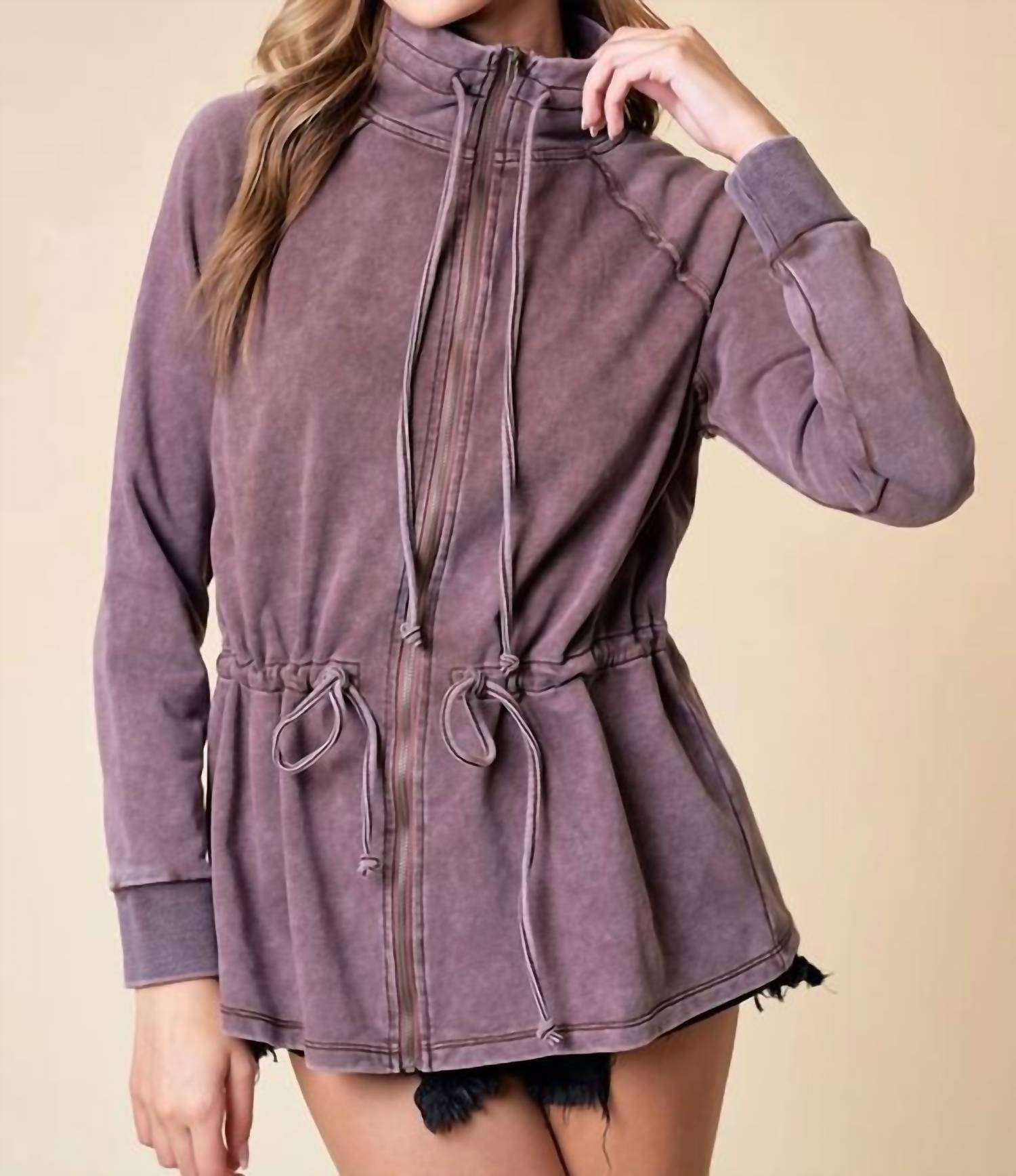 Doe And Rae - Zip Up Front Knit Jacket