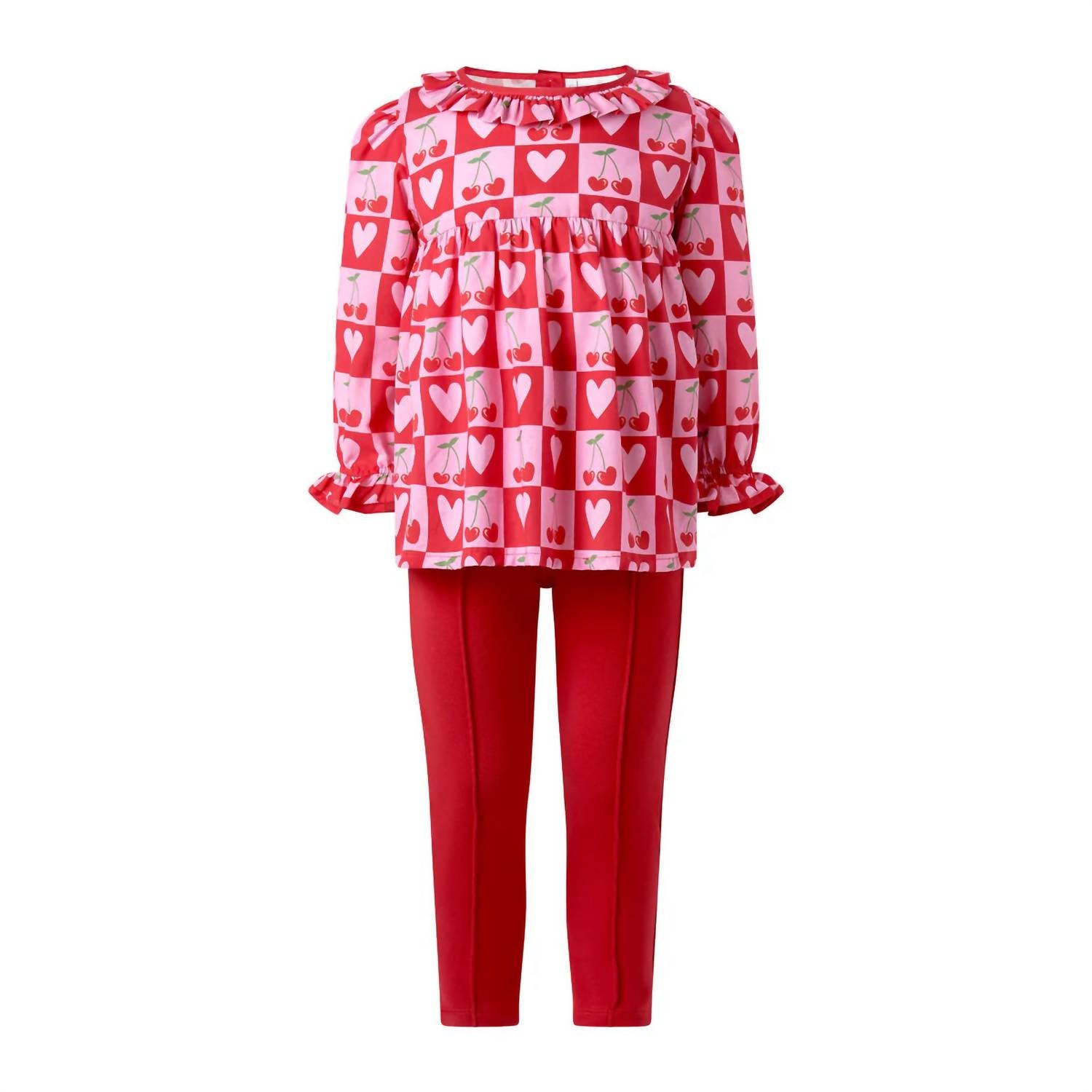 Rachel Riley - Cherry Heart Blouse & Legging Set