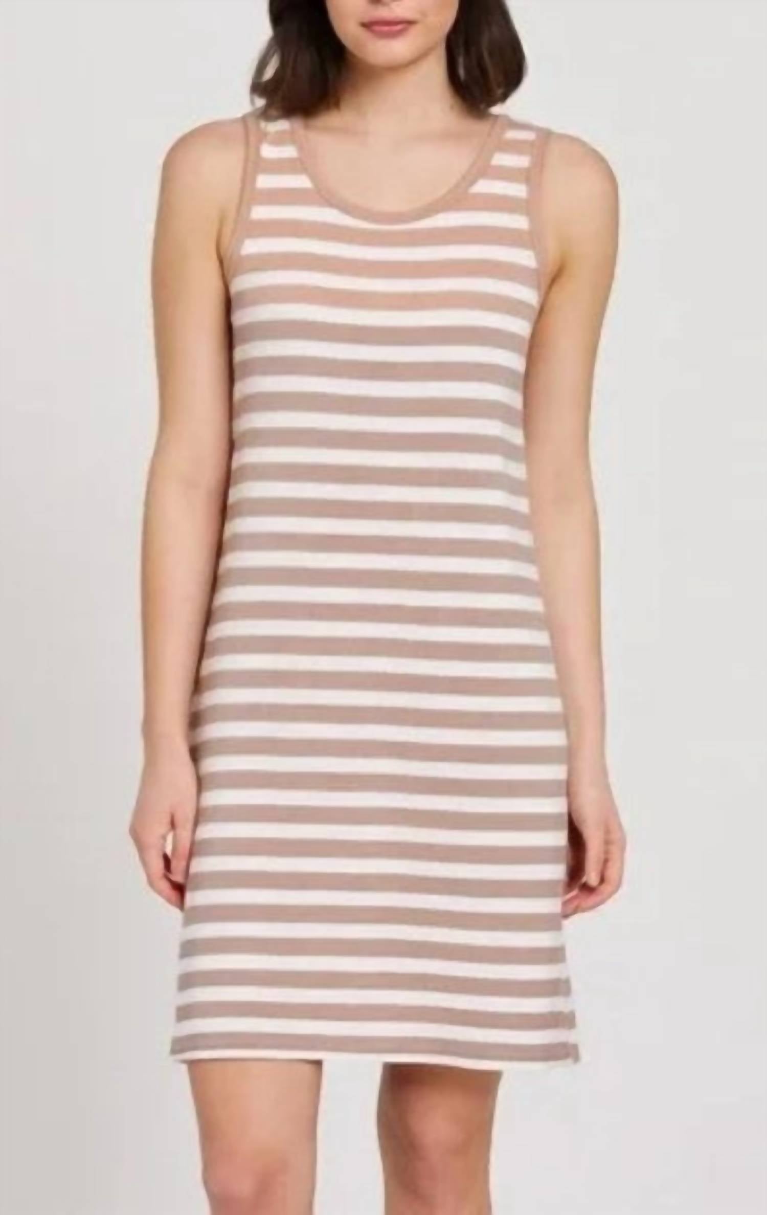 Z Supply Aya Striped Dress in taupe white - women's dress