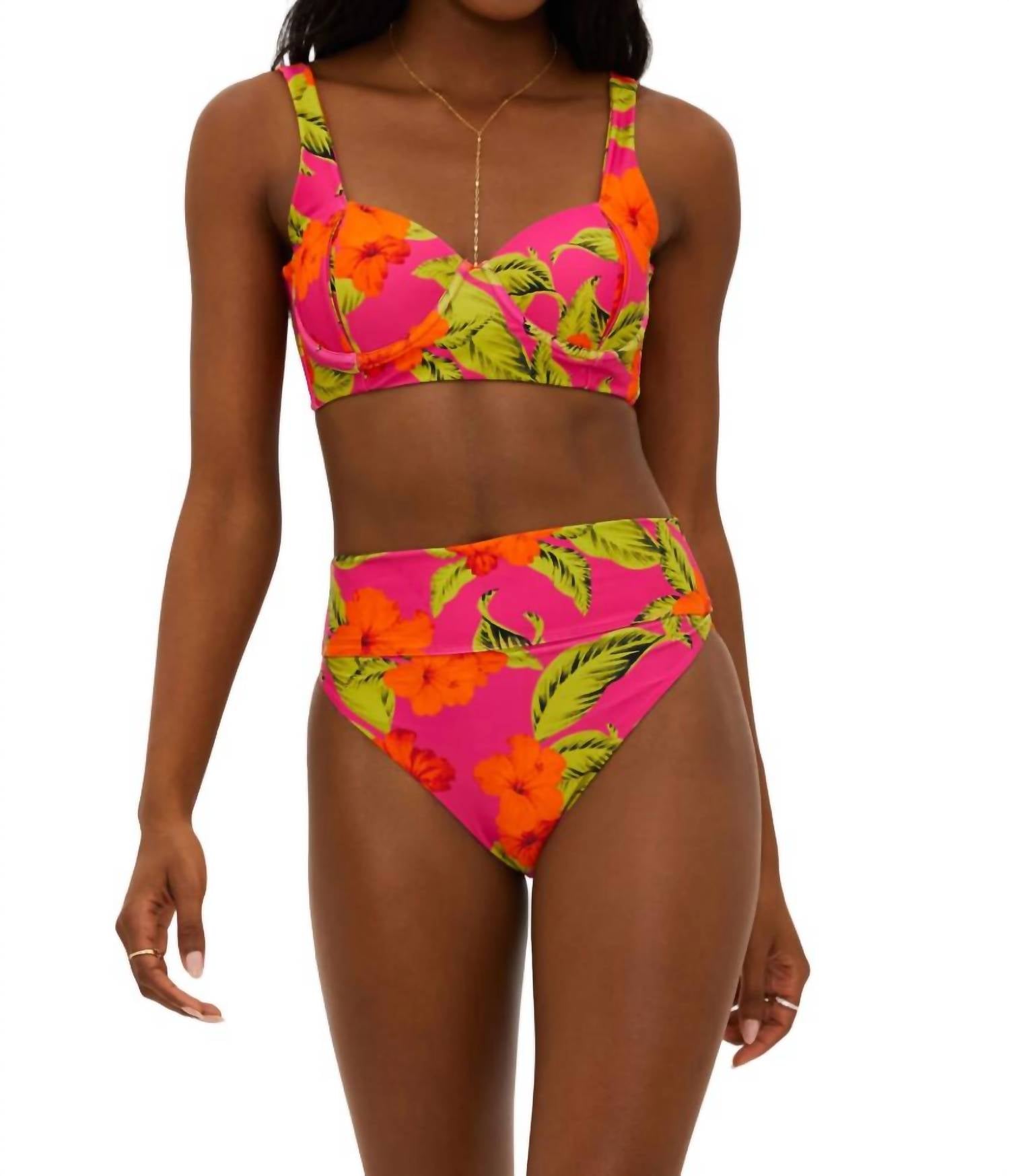 Beach Riot PAULINA TOP in hibiscus sunset - women's swimwear
