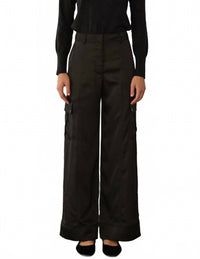 SKIES ARE BLUE Light Satin Cargo Pants in black - women's pants