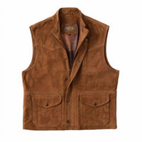 Madison Creek Outfitters Bandera Goat Suede Leather Vest in whiskey - men's item - alternate view