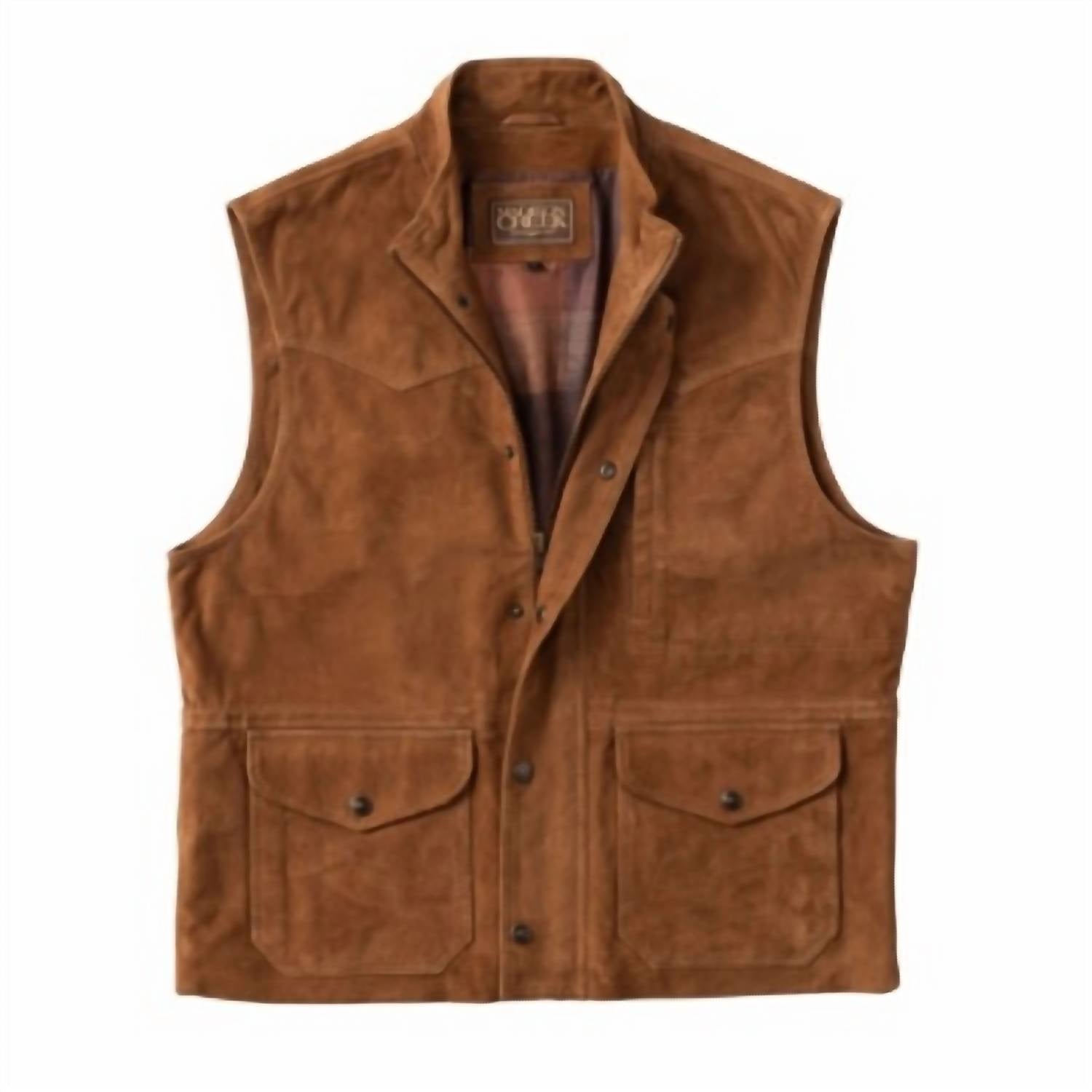 Madison Creek Outfitters Bandera Goat Suede Leather Vest in whiskey - men's item - alternate view