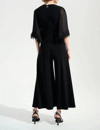 Joseph Ribkoff - Chiffon Sleeves Wide Leg Jumpsuit