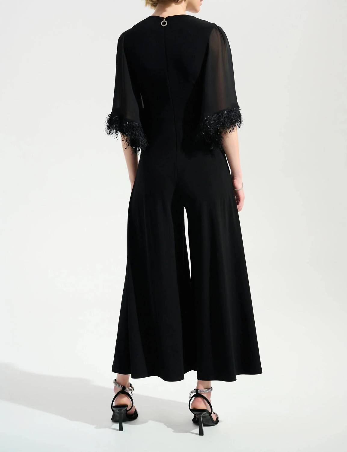 Joseph Ribkoff - Chiffon Sleeves Wide Leg Jumpsuit