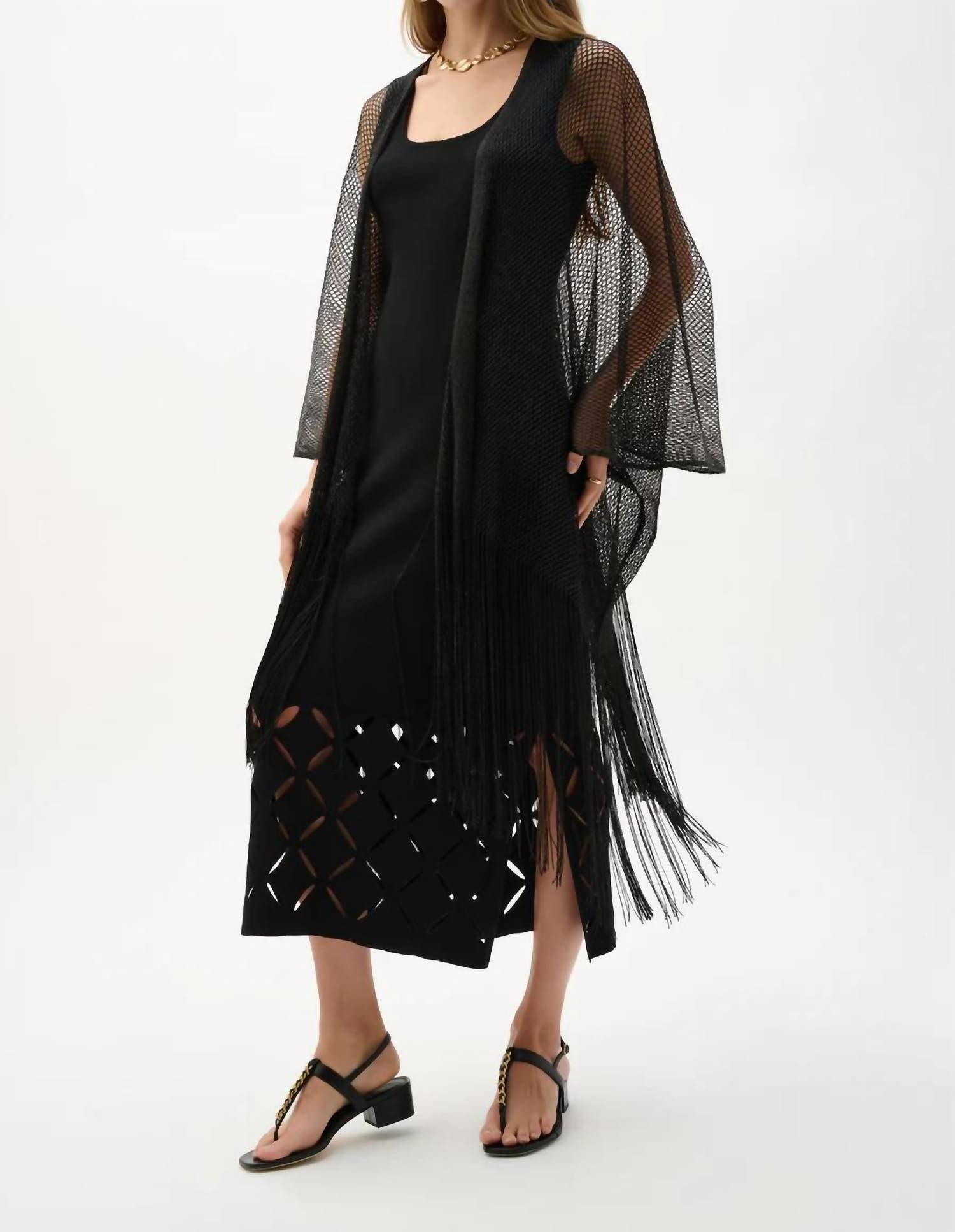 Joseph Ribkoff - Woven Open Stitch Draped Cover Up